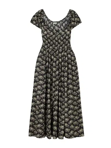 DÔEN Quinley Shirred Floral-print Organic Cotton-voile Midi Dress | Thumbnail 1 DÔEN Quinley Shirred Floral-print Organic Cotton-voile Midi Dress | Thumbnail 1