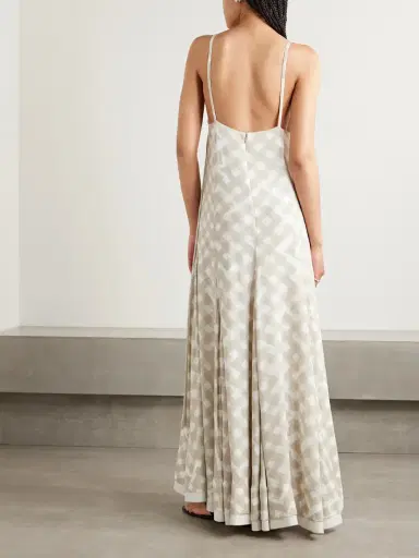 Proenza Schouler June Pleated Checked Crepe De Chine Maxi Dress | Thumbnail 3 Proenza Schouler June Pleated Checked Crepe De Chine Maxi Dress | Thumbnail 3