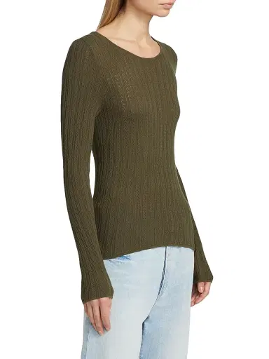 PAIGE Women's Alis Knit Round Neck Top - Dark Army | Thumbnail 4 PAIGE Women's Alis Knit Round Neck Top - Dark Army | Thumbnail 4