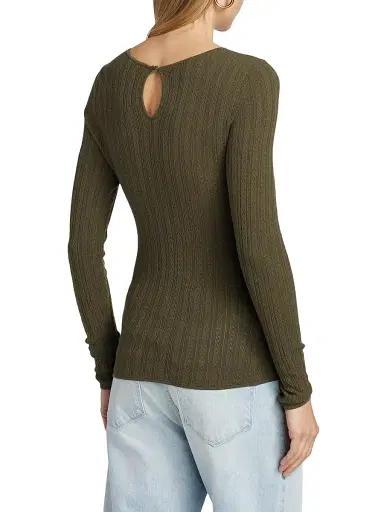 PAIGE Women's Alis Knit Round Neck Top - Dark Army | Thumbnail 5 PAIGE Women's Alis Knit Round Neck Top - Dark Army | Thumbnail 5