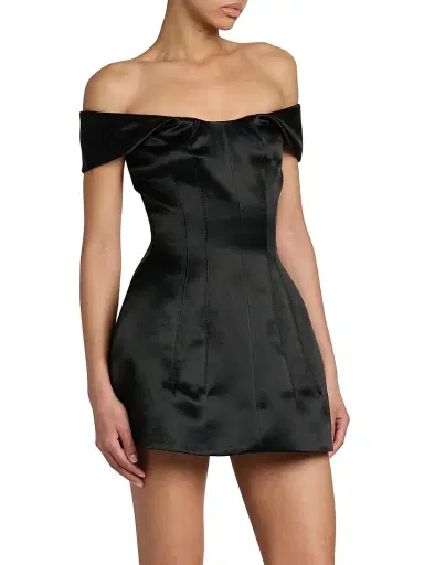 McQueen Women's Bonded Satin Cocktail Minidress - Black | Thumbnail 4 McQueen Women's Bonded Satin Cocktail Minidress - Black | Thumbnail 4