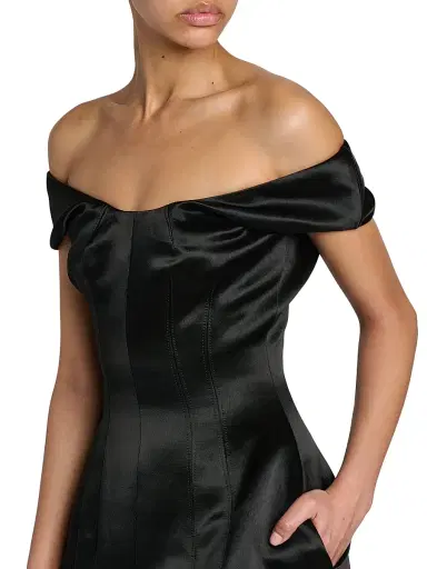 McQueen Women's Bonded Satin Cocktail Minidress - Black | Thumbnail 6 McQueen Women's Bonded Satin Cocktail Minidress - Black | Thumbnail 6