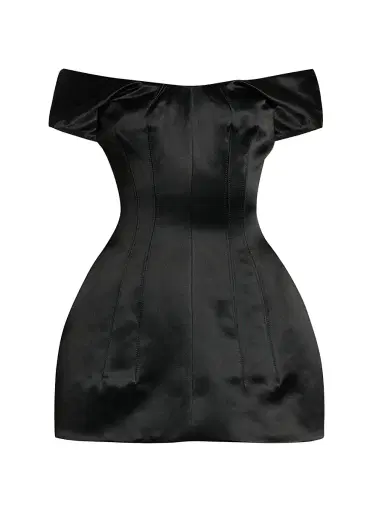 McQueen Women's Bonded Satin Cocktail Minidress - Black | Thumbnail 1 McQueen Women's Bonded Satin Cocktail Minidress - Black | Thumbnail 1