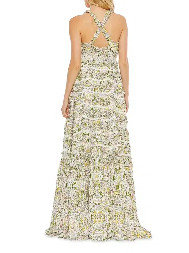 Mac Duggal Women's Floral Ruffle Tiered Smocked Maxi Dress - Multi | Thumbnail 2 Mac Duggal Women's Floral Ruffle Tiered Smocked Maxi Dress - Multi | Thumbnail 2