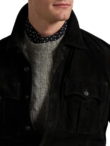Polo Ralph Lauren Men's Suede Utility Overshirt | Thumbnail 6 Polo Ralph Lauren Men's Suede Utility Overshirt | Thumbnail 6
