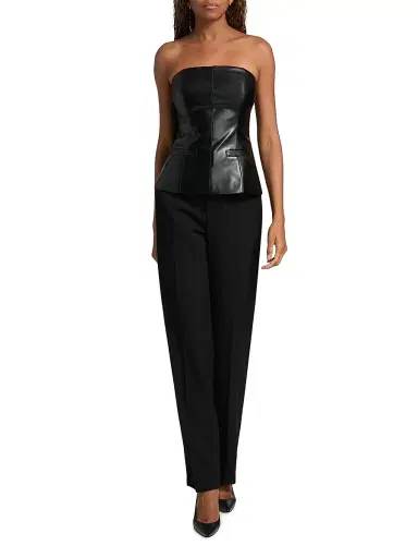 Milly Women's Faux-Leather Strapless Top - Black | Thumbnail 2 Milly Women's Faux-Leather Strapless Top - Black | Thumbnail 2