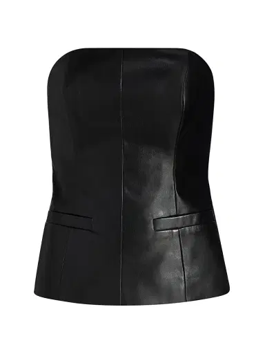 Milly Women's Faux-Leather Strapless Top - Black | Thumbnail 1 Milly Women's Faux-Leather Strapless Top - Black | Thumbnail 1