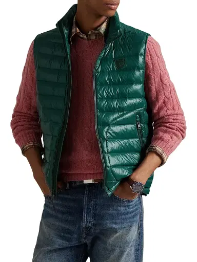 Polo Ralph Lauren Men's Quilted Down Vest - Hunter Green Glossy | Thumbnail 3 Polo Ralph Lauren Men's Quilted Down Vest - Hunter Green Glossy | Thumbnail 3