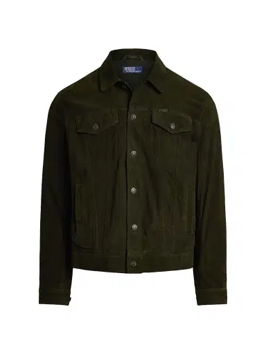 Polo Ralph Lauren Men's Icon Suede Button-Down Trucker Jacket | Thumbnail 1 Polo Ralph Lauren Men's Icon Suede Button-Down Trucker Jacket | Thumbnail 1