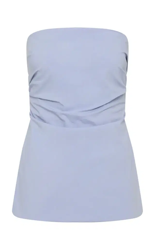Strapless Cotton-Blend Top - Light Blue Strapless Cotton-Blend Top - Light Blue