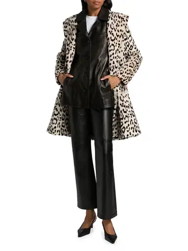 Nili Lotan Women's Crystal Leopard Print Duster Coat - Snow Leopard | Thumbnail 2 Nili Lotan Women's Crystal Leopard Print Duster Coat - Snow Leopard | Thumbnail 2