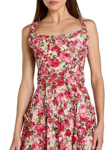 Mac Duggal Women's Ruffle Floral Sweetheart Maxi Dress - Pink Multi | Thumbnail 3 Mac Duggal Women's Ruffle Floral Sweetheart Maxi Dress - Pink Multi | Thumbnail 3