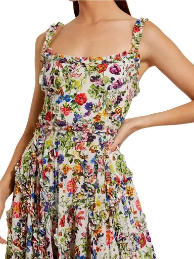 Mac Duggal Women's Ruffle Floral Sweetheart Maxi Dress - Pink Multi | Thumbnail 6 Mac Duggal Women's Ruffle Floral Sweetheart Maxi Dress - Pink Multi | Thumbnail 6