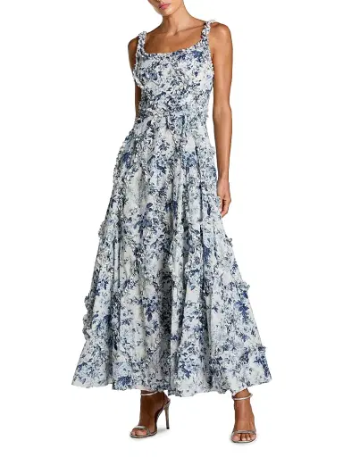 Mac Duggal Women's Ruffle Floral Sweetheart Maxi Dress - Pink Multi | Thumbnail 7 Mac Duggal Women's Ruffle Floral Sweetheart Maxi Dress - Pink Multi | Thumbnail 7