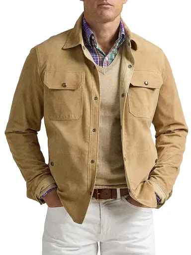 Polo Ralph Lauren Men's Suede Utility Overshirt | Thumbnail 6 Polo Ralph Lauren Men's Suede Utility Overshirt | Thumbnail 6
