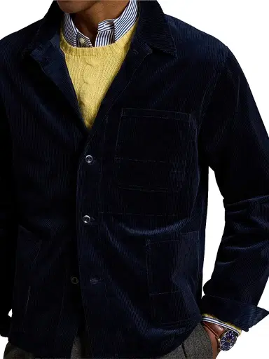 Polo Ralph Lauren Men's Corduroy Single-Breasted Field Jacket - Hunter Navy | Thumbnail 5 Polo Ralph Lauren Men's Corduroy Single-Breasted Field Jacket - Hunter Navy | Thumbnail 5