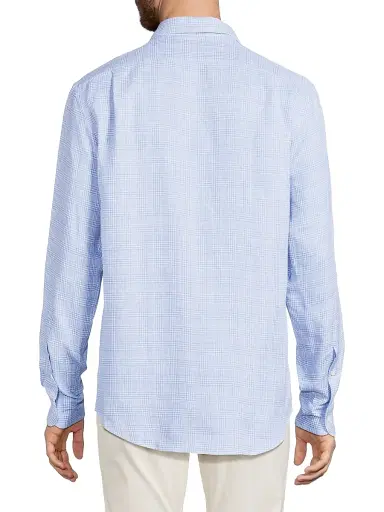 Ralph Lauren Purple Label Men's Glen Check Linen Button-Front Shirt - Blue White | Thumbnail 5 Ralph Lauren Purple Label Men's Glen Check Linen Button-Front Shirt - Blue White | Thumbnail 5