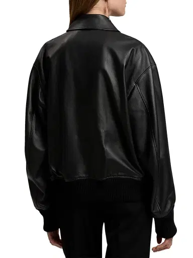 Ralph Lauren Collection Women's Coale Leather Bomber Jacket - Black | Thumbnail 5 Ralph Lauren Collection Women's Coale Leather Bomber Jacket - Black | Thumbnail 5