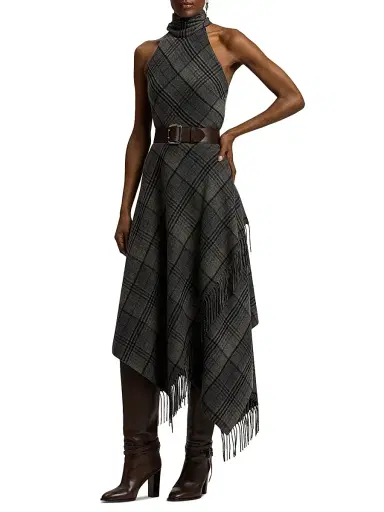 Ralph Lauren Collection Women's Hadiah Plaid Wool Scarf Skirt - Grey Black | Thumbnail 2 Ralph Lauren Collection Women's Hadiah Plaid Wool Scarf Skirt - Grey Black | Thumbnail 2