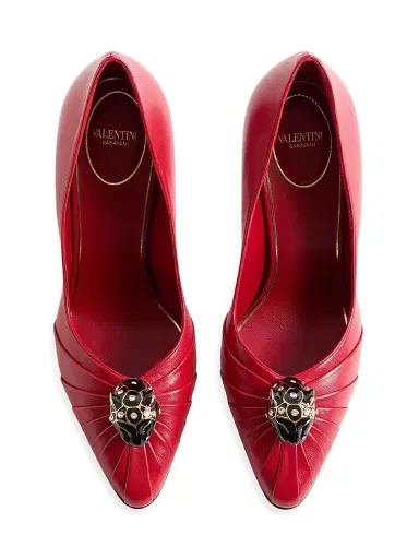 Valentino Garavani Women's Panthea Goatskin 105MM Pumps - Red | Thumbnail 4 Valentino Garavani Women's Panthea Goatskin 105MM Pumps - Red | Thumbnail 4