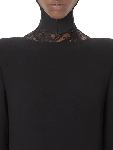 Valentino Garavani Women's Wool Crepe Short Dress - Black | Thumbnail 5 Valentino Garavani Women's Wool Crepe Short Dress - Black | Thumbnail 5