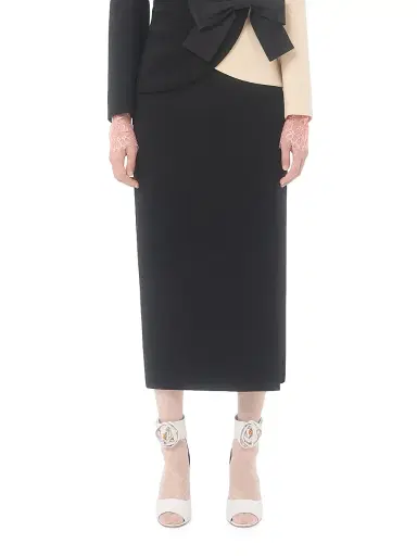 Valentino Garavani Women's Wool Crepe Midi Skirt - Black | Thumbnail 2 Valentino Garavani Women's Wool Crepe Midi Skirt - Black | Thumbnail 2