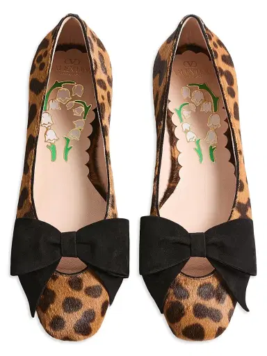 Valentino Garavani Women's Bowow Ballerinas in Pony-Effect Calfskin - Animal Print | Thumbnail 4 Valentino Garavani Women's Bowow Ballerinas in Pony-Effect Calfskin - Animal Print | Thumbnail 4