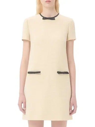 Valentino Garavani Women's Short Dress in Plain Wool Tweed - Almond Black | Thumbnail 2 Valentino Garavani Women's Short Dress in Plain Wool Tweed - Almond Black | Thumbnail 2