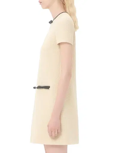 Valentino Garavani Women's Short Dress in Plain Wool Tweed - Almond Black | Thumbnail 3 Valentino Garavani Women's Short Dress in Plain Wool Tweed - Almond Black | Thumbnail 3