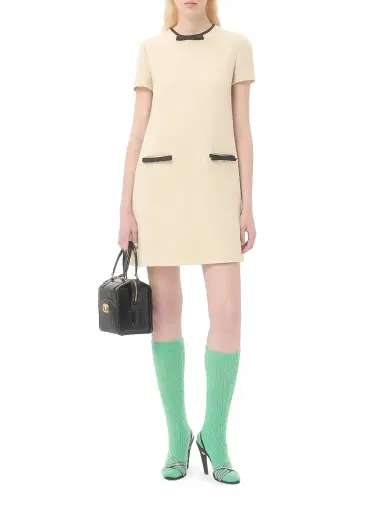 Valentino Garavani Women's Short Dress in Plain Wool Tweed - Almond Black | Thumbnail 7 Valentino Garavani Women's Short Dress in Plain Wool Tweed - Almond Black | Thumbnail 7