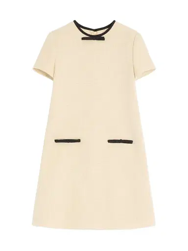 Valentino Garavani Women's Short Dress in Plain Wool Tweed - Almond Black | Thumbnail 1 Valentino Garavani Women's Short Dress in Plain Wool Tweed - Almond Black | Thumbnail 1