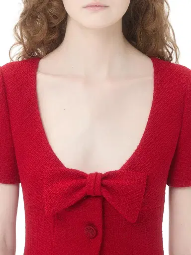 Valentino Garavani Women's Short Dress in Plain Wool Tweed - Paris | Thumbnail 5 Valentino Garavani Women's Short Dress in Plain Wool Tweed - Paris | Thumbnail 5