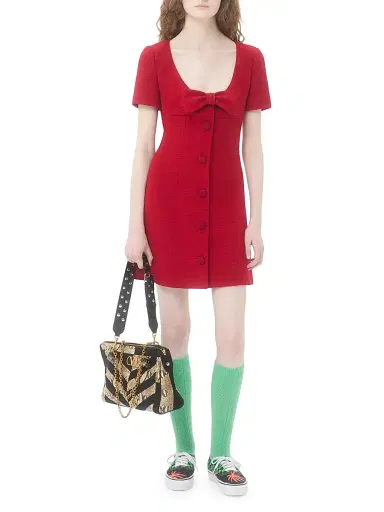 Valentino Garavani Women's Short Dress in Plain Wool Tweed - Paris | Thumbnail 7 Valentino Garavani Women's Short Dress in Plain Wool Tweed - Paris | Thumbnail 7