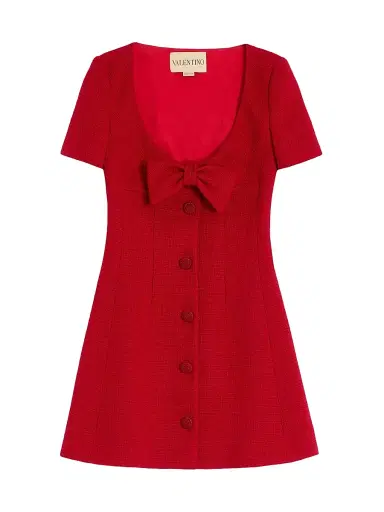 Valentino Garavani Women's Short Dress in Plain Wool Tweed - Paris | Thumbnail 1 Valentino Garavani Women's Short Dress in Plain Wool Tweed - Paris | Thumbnail 1
