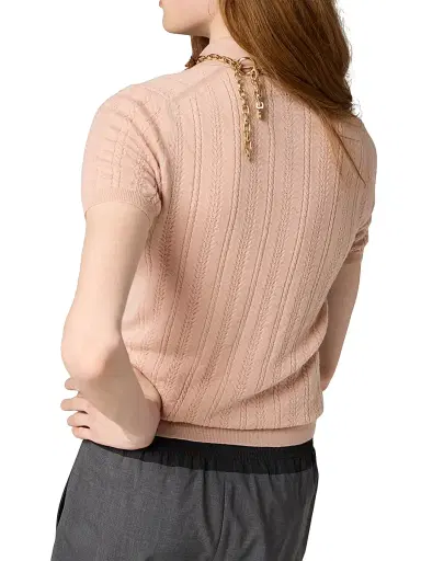 Miu Miu Women's Cashmere Polo Sweater - Pink | Thumbnail 3 Miu Miu Women's Cashmere Polo Sweater - Pink | Thumbnail 3
