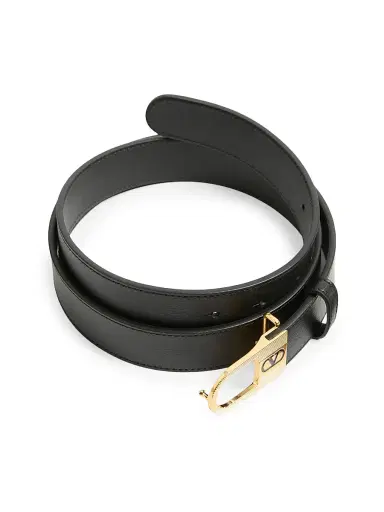 Valentino Garavani Women's Vlogo Signature Belt in Shiny Calfskin 30 MM - Black | Thumbnail 3 Valentino Garavani Women's Vlogo Signature Belt in Shiny Calfskin 30 MM - Black | Thumbnail 3