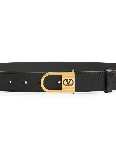 Valentino Garavani Women's Vlogo Signature Belt in Shiny Calfskin 30 MM - Black | Thumbnail 4 Valentino Garavani Women's Vlogo Signature Belt in Shiny Calfskin 30 MM - Black | Thumbnail 4