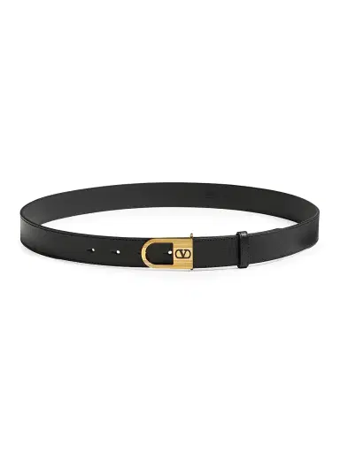 Valentino Garavani Women's Vlogo Signature Belt in Shiny Calfskin 30 MM - Black | Thumbnail 1 Valentino Garavani Women's Vlogo Signature Belt in Shiny Calfskin 30 MM - Black | Thumbnail 1