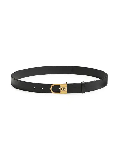 Valentino Garavani Men's VLogo Signature 30MM Belt in Shiny Calfskin - Black | Thumbnail 1 Valentino Garavani Men's VLogo Signature 30MM Belt in Shiny Calfskin - Black | Thumbnail 1