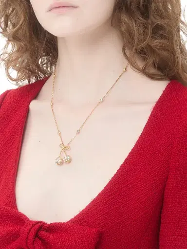 Valentino Garavani Women's Cherryfic Necklace in Metal and Swarovski Crystals - Gold Crystal | Thumbnail 2 Valentino Garavani Women's Cherryfic Necklace in Metal and Swarovski Crystals - Gold Crystal | Thumbnail 2