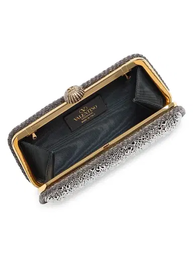 Valentino Garavani Women's Carry Secrets Minaudiere Clutch with Rhinestones - Crystal | Thumbnail 4 Valentino Garavani Women's Carry Secrets Minaudiere Clutch with Rhinestones - Crystal | Thumbnail 4