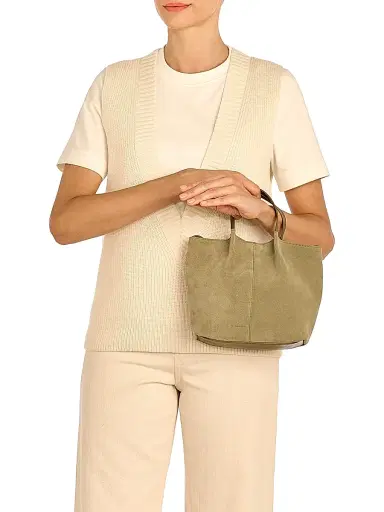 Il Bisonte Women's Nina Suede Tote Bag - Bamboo And Verde Rugiada | Thumbnail 3 Il Bisonte Women's Nina Suede Tote Bag - Bamboo And Verde Rugiada | Thumbnail 3