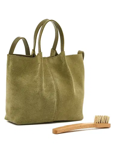 Il Bisonte Women's Nina Suede Tote Bag - Bamboo And Verde Rugiada | Thumbnail 4 Il Bisonte Women's Nina Suede Tote Bag - Bamboo And Verde Rugiada | Thumbnail 4