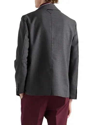 Prada Men's Single-Breasted Wool Blend Jacket - Grey | Thumbnail 3 Prada Men's Single-Breasted Wool Blend Jacket - Grey | Thumbnail 3