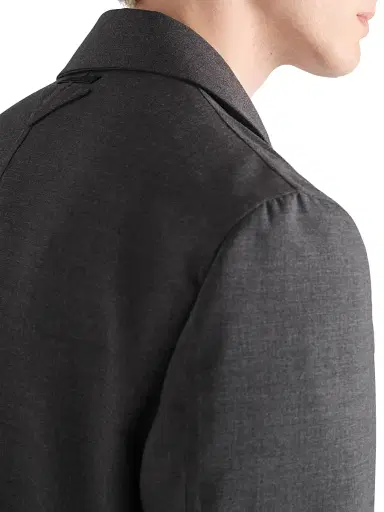 Prada Men's Single-Breasted Wool Blend Jacket - Grey | Thumbnail 4 Prada Men's Single-Breasted Wool Blend Jacket - Grey | Thumbnail 4
