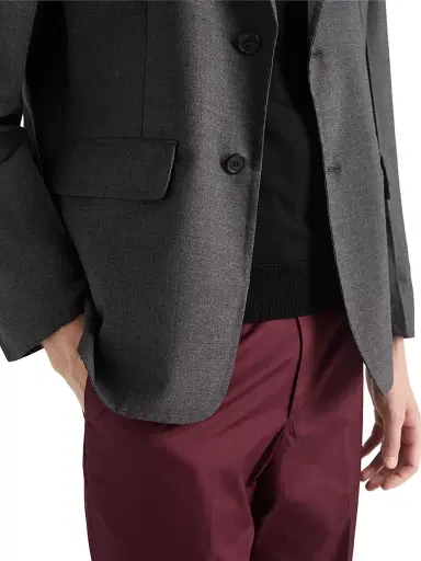 Prada Men's Single-Breasted Wool Blend Jacket - Grey | Thumbnail 5 Prada Men's Single-Breasted Wool Blend Jacket - Grey | Thumbnail 5
