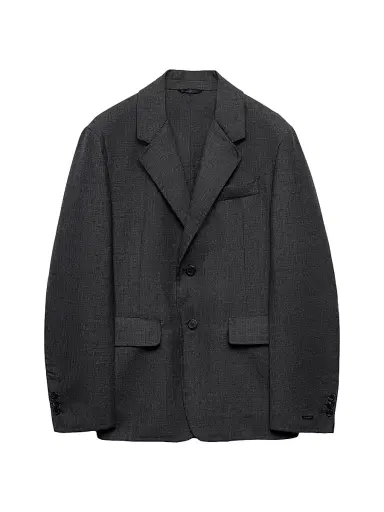 Prada Men's Single-Breasted Wool Blend Jacket - Grey | Thumbnail 1 Prada Men's Single-Breasted Wool Blend Jacket - Grey | Thumbnail 1