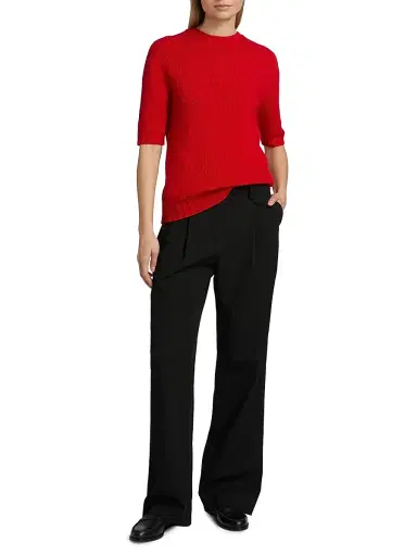 Fabiana Filippi Women's Gauzed Cashmere Short-Sleeve Sweater - Lacca | Thumbnail 2 Fabiana Filippi Women's Gauzed Cashmere Short-Sleeve Sweater - Lacca | Thumbnail 2
