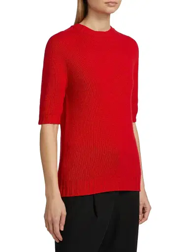 Fabiana Filippi Women's Gauzed Cashmere Short-Sleeve Sweater - Lacca | Thumbnail 4 Fabiana Filippi Women's Gauzed Cashmere Short-Sleeve Sweater - Lacca | Thumbnail 4