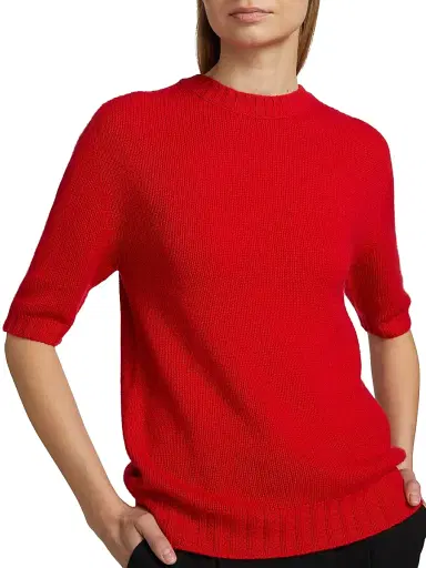 Fabiana Filippi Women's Gauzed Cashmere Short-Sleeve Sweater - Lacca | Thumbnail 6 Fabiana Filippi Women's Gauzed Cashmere Short-Sleeve Sweater - Lacca | Thumbnail 6